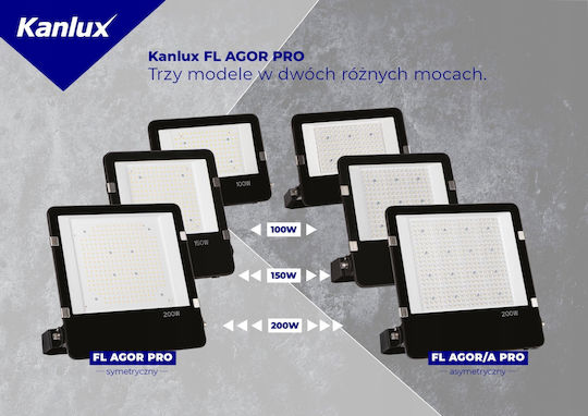 Kanlux Pro Wasserdichter LED Flutlichter 150W Natürliches Weiß 4000K mit Bewegungssensor IP65