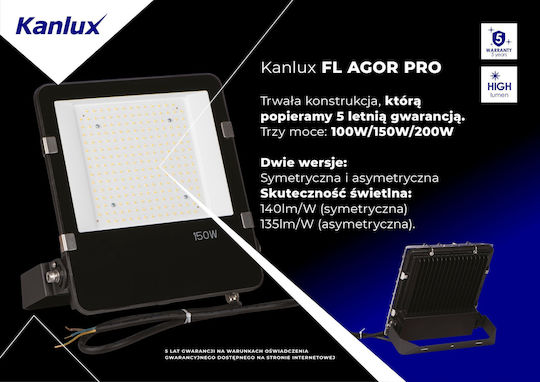 Kanlux Pro Wasserdichter LED Flutlichter 150W Natürliches Weiß 4000K IP65
