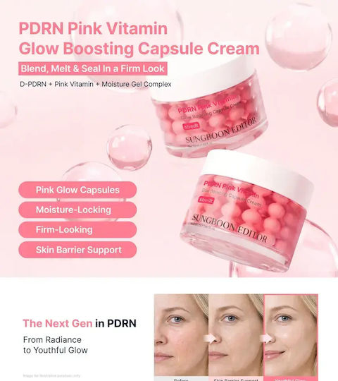 Sungboon Editor PDRN Pink Vitamin Gesichtscreme für Feuchtigkeitsspendende & Aufhellung mit Niacinamid 50ml