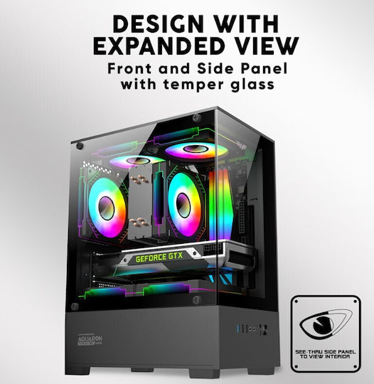 Armaggeddon Aquaron Duplex One Gaming Micro Tower Κουτί Υπολογιστή με Πλαϊνό Παράθυρο Λευκό