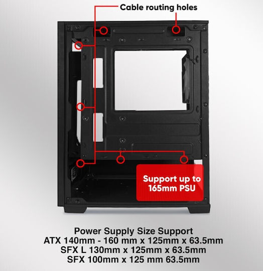 Armaggeddon Aquaron Duplex One Gaming Micro Tower Κουτί Υπολογιστή με Πλαϊνό Παράθυρο Λευκό