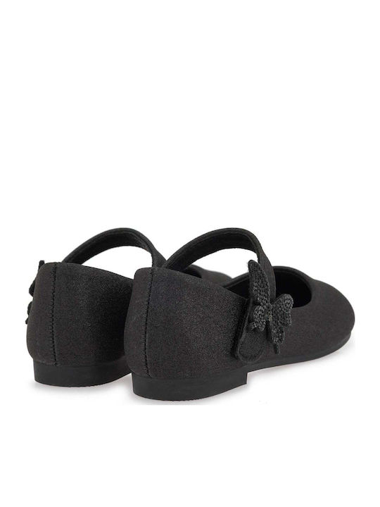 Kids Ballerinas with Hook & Loop Closure Black