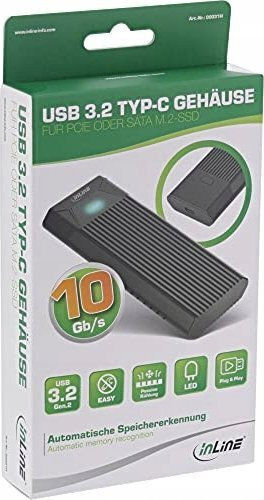 InLine InLine Festplattengehäuse M.2 SATA III NVME mit SATA / USB 3.2 Konnektivität