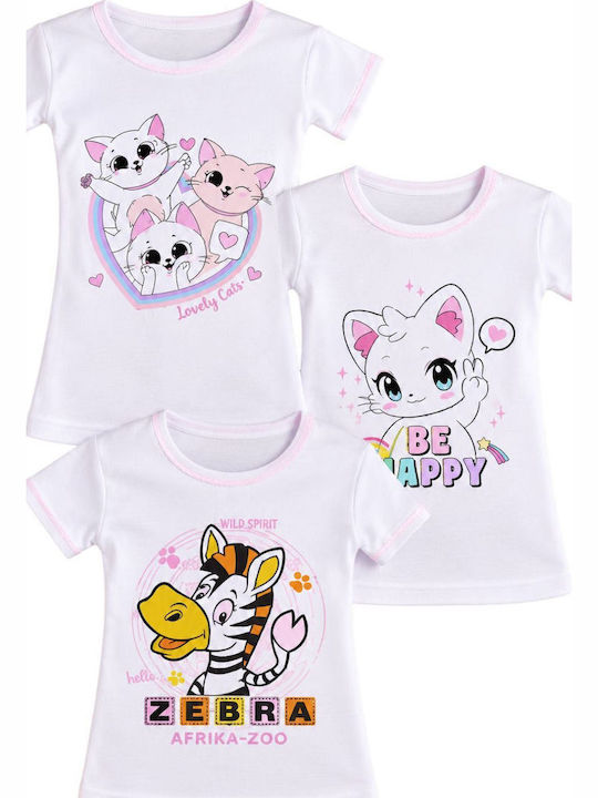 Onurel Set Kids Undershirts 3 Pieces Short-Sleeved White