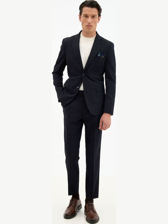 Herrenanzugsjacke Blau Gestreift