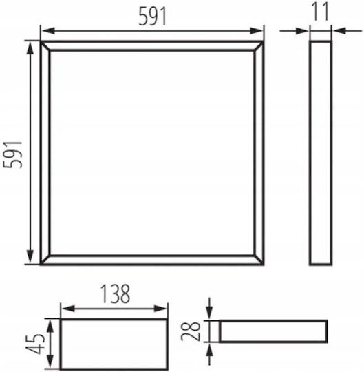 Kanlux Vertieftes LED-Panels 32W mit Kaltweißem Licht 6500K
