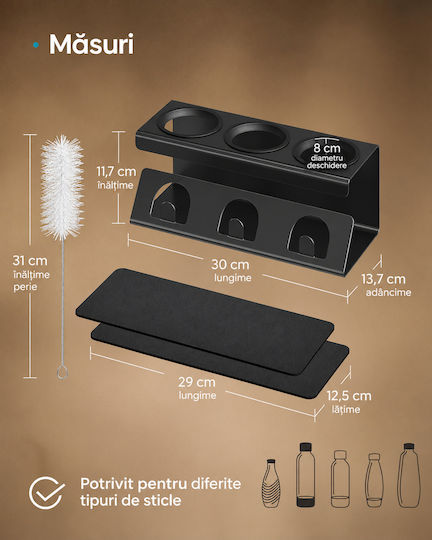 Songmics Scurgător de chiuvetă Inox Negru 30x14x12cm