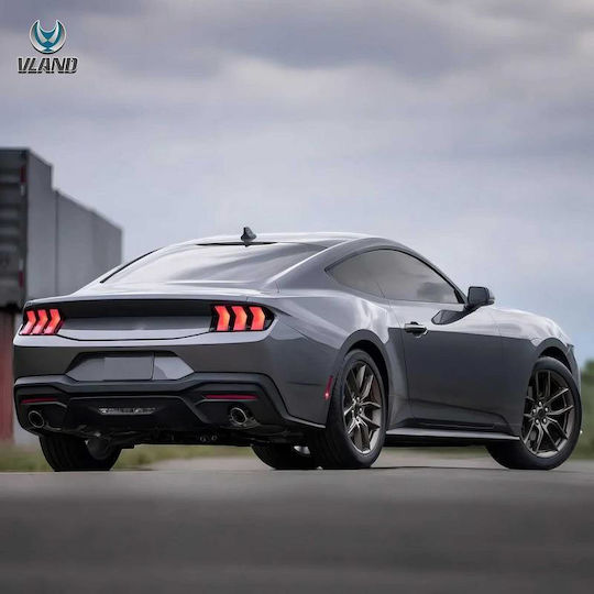 Задни Фарове За Автомобил Комплект Ford Mustang S650 2024-2026 Пълен LED Тъмно Тониран Оранжев Светкавица Vland