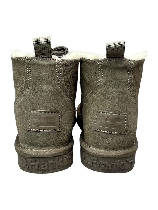 Nordic Leather Women's Ankle Boots with Fur Brown