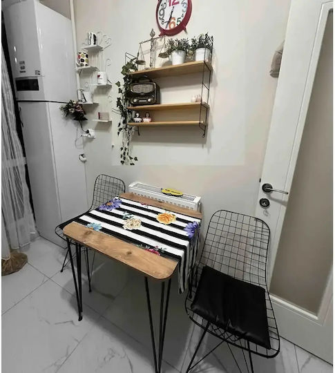 Masă Pătrată de Bucătărie din Lemn cu Cadru Metalic 70x70x75cm
