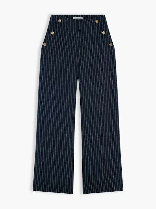 Women's Linen Striped Pin Stripe Navy