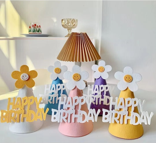 Set 3 Pălării De Petrecere Happy Birthday Flippy Temă De Ziua De Naștere Spumă Floare Multicoloră