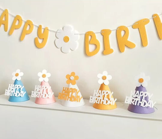 Set 3 Pălării De Petrecere Happy Birthday Flippy Temă De Ziua De Naștere Spumă Floare Multicoloră