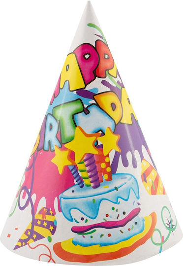 Set 6 Pălării De Petrecere Flippy Pentru Copii Carton 20 X 13.5 Cm Model 5 La Mulți Ani Multicolor