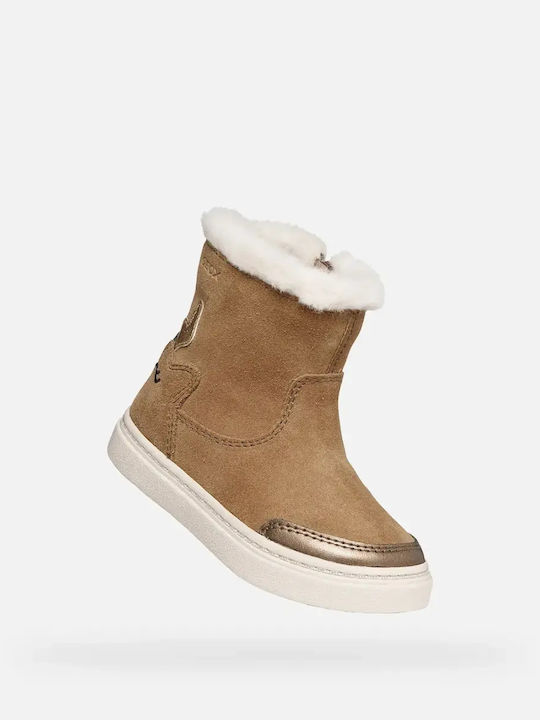 Nashik Suede Kids Ankle Boots with Zipper Beige
