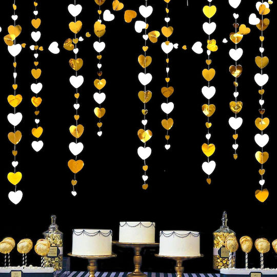Banner Inimă Flippy Fringe Stil 4 M Inclus Rulou Ață Auriu Alb