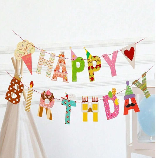 Happy Birthday Banner 100x200 Cm Flippy Included Thread Roll Candy Theme Multicolor