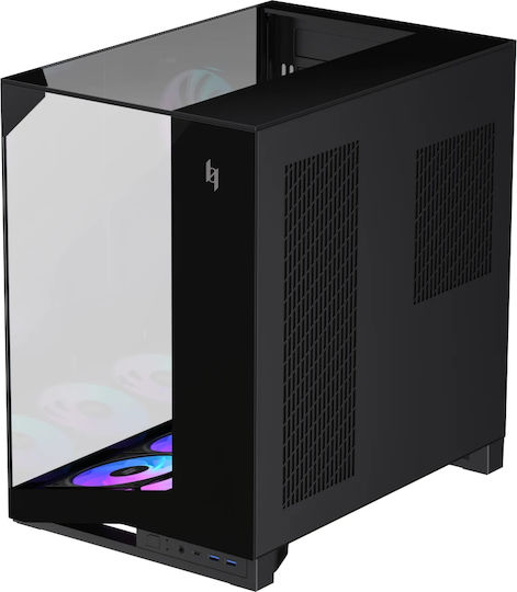 GameMax NEX C56 VC WH Gaming Midi-Turm Computergehäuse mit Seitenfenster Schwarz