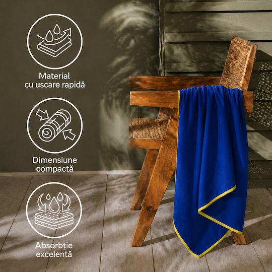 Prosop Din Microfibră Pentru Corp 200gr/m² Cu Husă Albastru 180x100cm