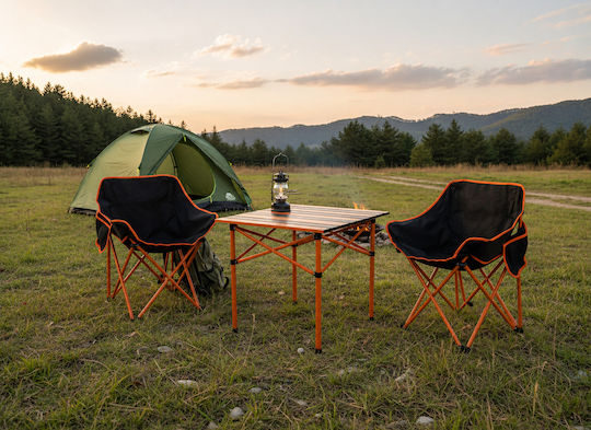 Set masă Oțel pentru Camping Pliabil 55x47x66cm Negru