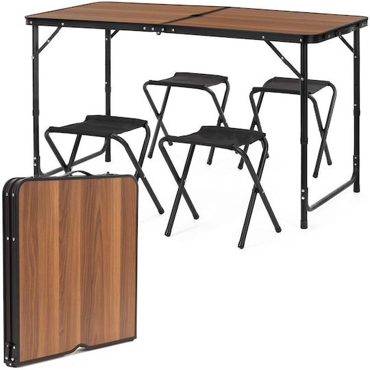 Set Masă Din Aluminiu Pentru Camping Pliabil În Valiză 120x60x71cm Maro