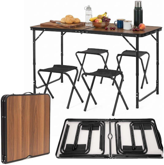 Set Masă Din Aluminiu Pentru Camping Pliabil În Valiză 120x60x71cm Maro