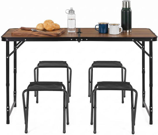 Set Masă Din Aluminiu Pentru Camping Pliabil În Valiză 120x60x71cm Maro