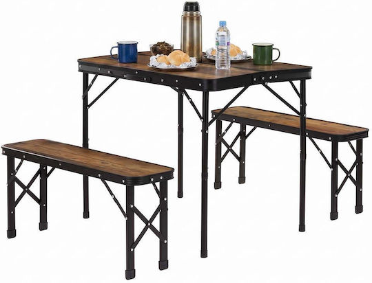 Set Masă Din Aluminiu Pentru Camping Pliabil În Valiză 90x60x70cm Maro