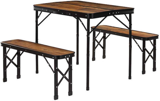 Set Masă Din Aluminiu Pentru Camping Pliabil În Valiză 90x60x70cm Maro