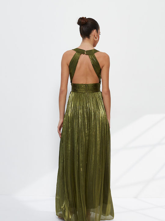 Maxi Abendkleid Off-Shoulder Khaki