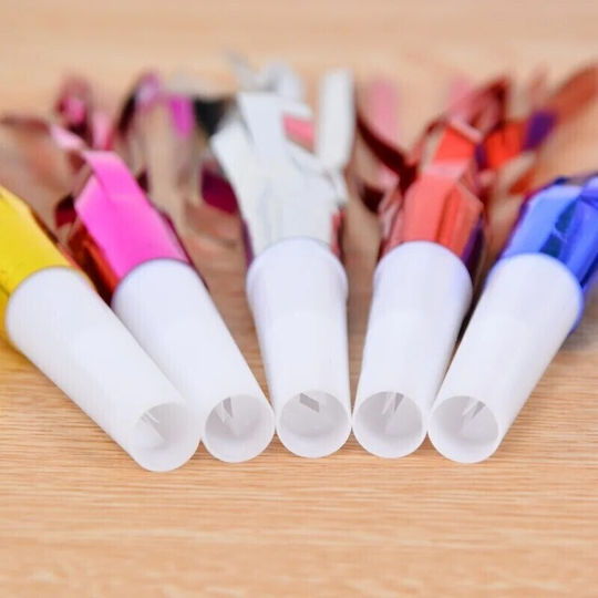 Set 6 Fluierături de petrecere cu ciucuri Flippy Plastic Multicolor