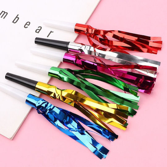 Set 6 Fluierături de petrecere cu ciucuri Flippy Plastic Multicolor
