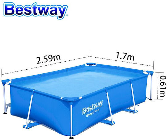 Πισίνα PVC 2.3lt με Μεταλλικό Σκελετό 259x170x61εκ. Μπλε