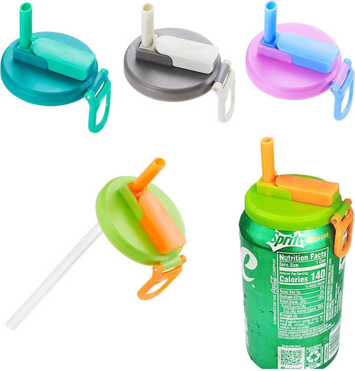 Capac Antipicurare Pentru Doze Flippy Pai Transparent Model Reutilizabil Mâner De Transport Din Plastic 5,4 Cm Verde