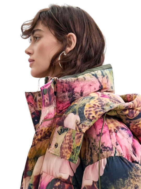 Short Women's Puffer Jacket for Winter Multi