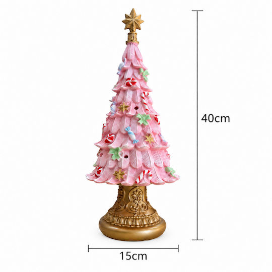Beleuchtetes Weihnachtsdekorationen mit Bäumen 40cm Batterie Rosa