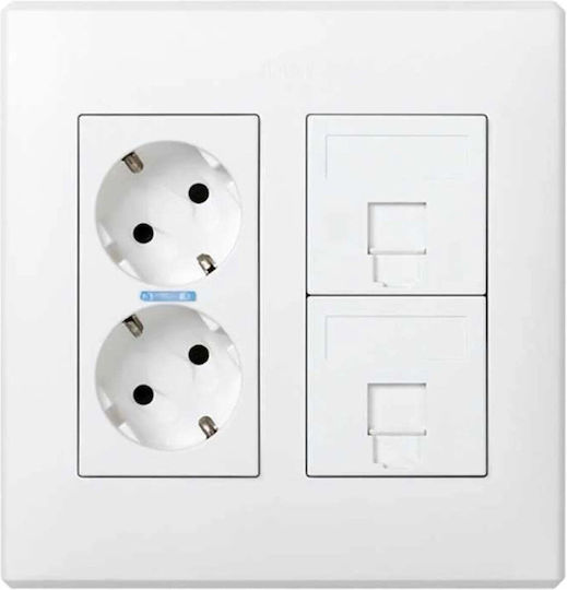 Kontakt-Simon Μονή Πρίζα Δικτύου RJ45 σε Λευκό Χρώμα 50000085-030