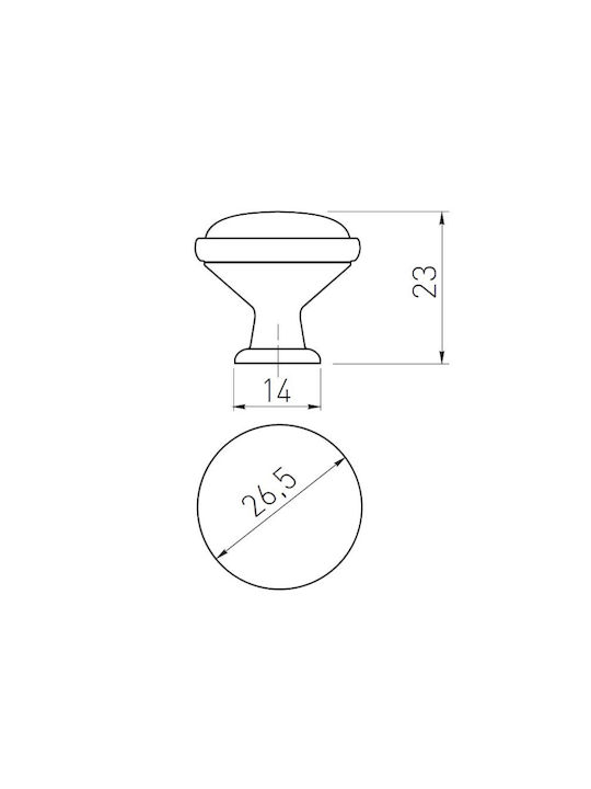 Gtv J4 Kinder Antik Knopf Möbelgriff aus Porzellan & Zamak Antik Messing Φ26,5mm GP-0728-J4-R