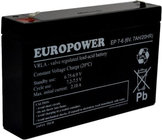 Europower CSSB UPS-Batterie mit Gewicht 7Ah und Spannung 6V