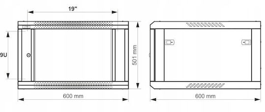Pulsar Dulap Montat Pe Perete Pentru Rack 9U RWA966-G