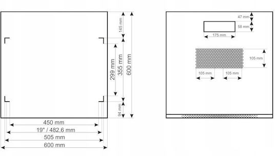 Pulsar Wandmontierter Rack-Schrank 12U Graue