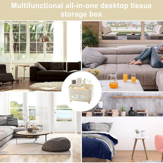 Napkin Holder Flippy Multifunctional Box Minimalist Design Abs Personal Items Holder Office 21x15x13 Cm Cream