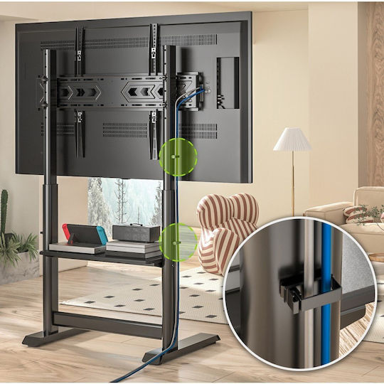 Techly ICA-TR130BK Suport TV de Podea Până la 86" și 68 kg Argintiu