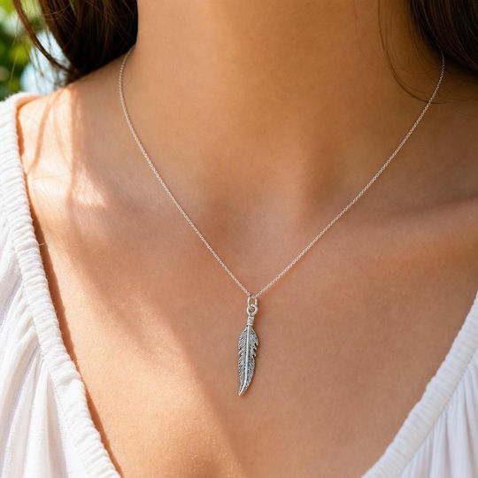 Pendant Jolie Silver 925 Silver Feather Model 0.4 G 25x6 Mm