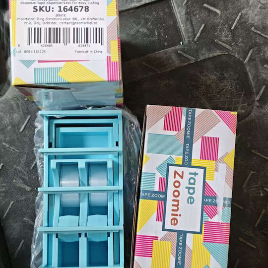 Dispenser Bandă Flippy Suport Bandă Birou Școală Plastic 15.5 X 7.7 X 7.4 Cm Albastru Pastel
