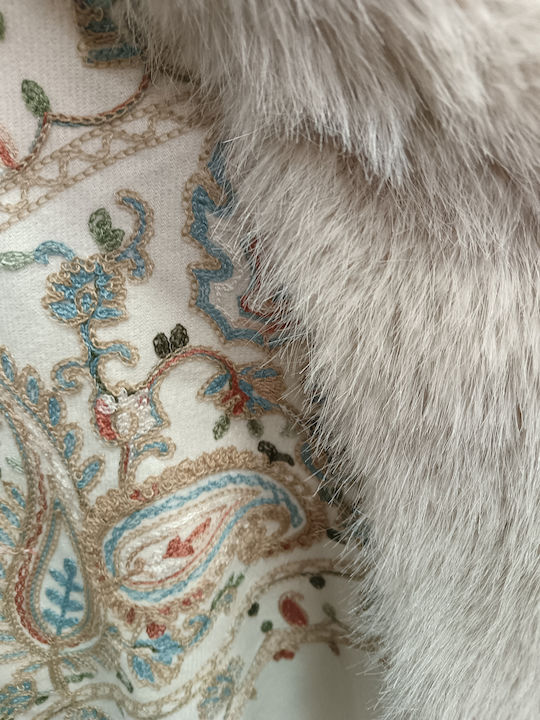 Women's Furry Beige Scarf