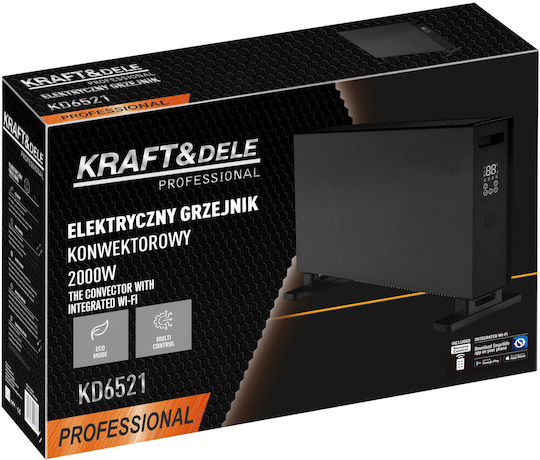 Kraft & Dele Floor Convector Heater 2000W with Electronic Thermostat and WiFi Black