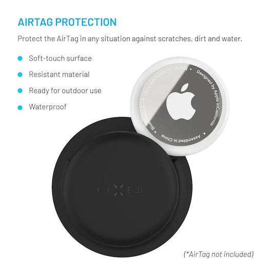 Fixed Fixed Seidige Silikon Selbstklebende Hülle Sticker Apple Airtag Doppelpack Schwarz