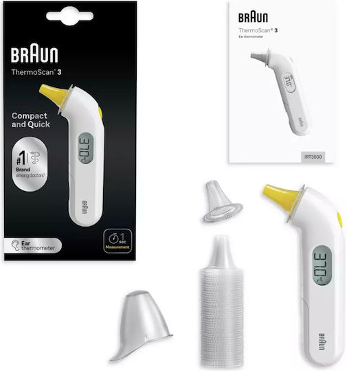 Braun Thermoscan 3 Digital Ear Thermometer Suitable for Babies Brown