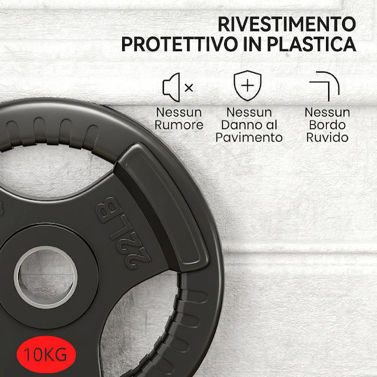 Sportnow Σετ Δίσκοι Λαστιχένιοι 2 x 10kg με Λαβές